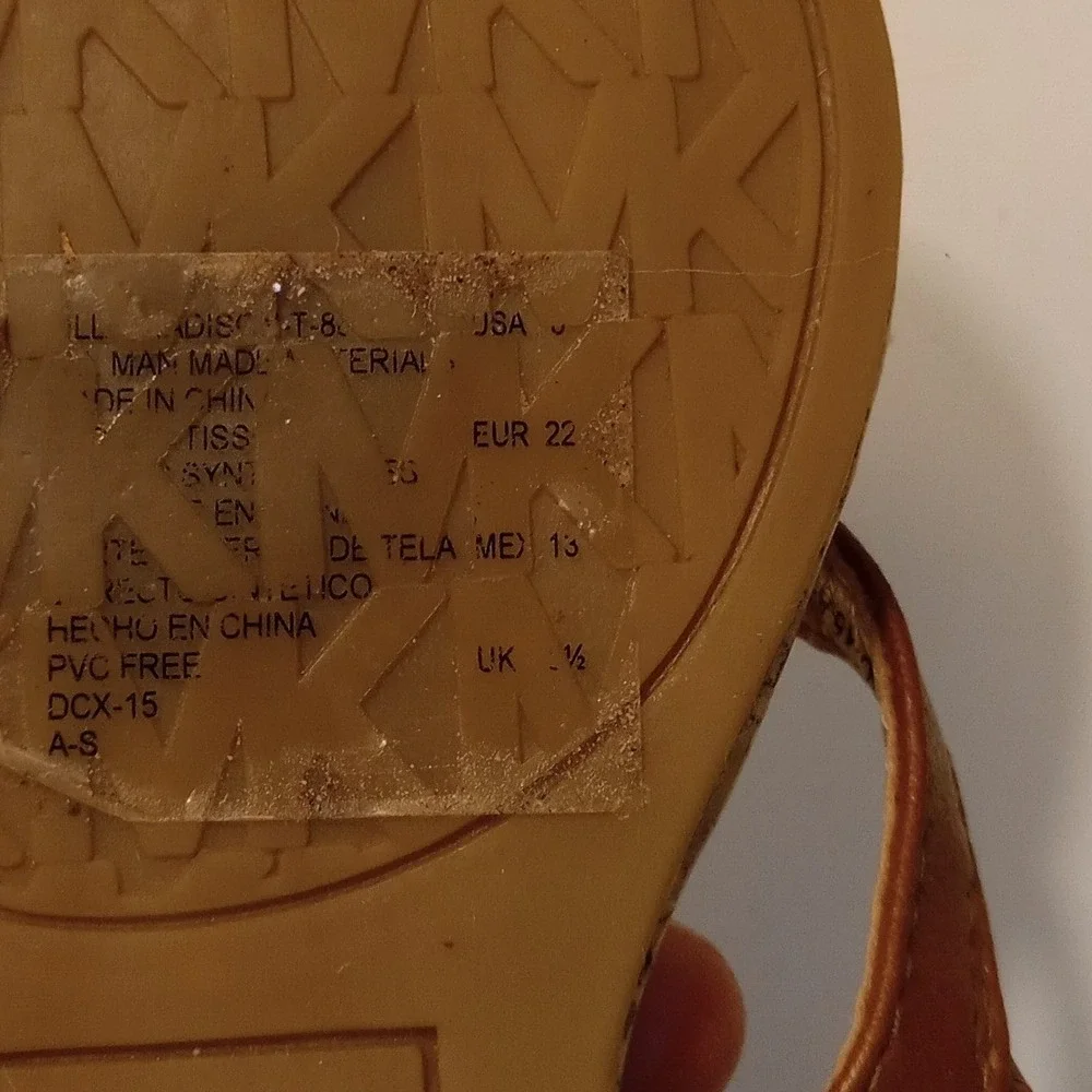 Michael Kors Tilly Madison Toddler Girls Cork Silver Cognac Sandals Size 6 T-888